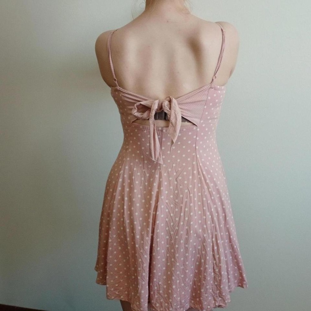 Swingy pink polkadot sun dress, size medium - Picture 2 of 5